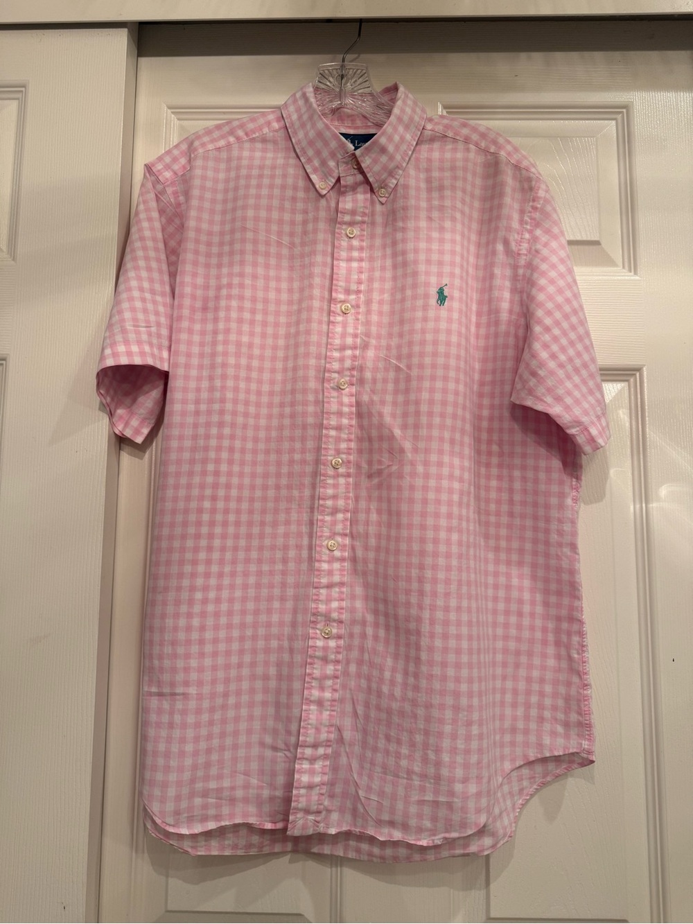 Ralph Lauren Pink Gingham Short-Sleeve Button-Down Shirt
